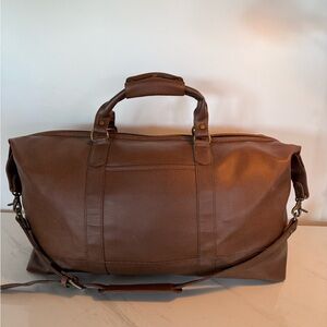 Barrington Captain’s Men’s Weekender Duffel Bag Brown pebble Leather
